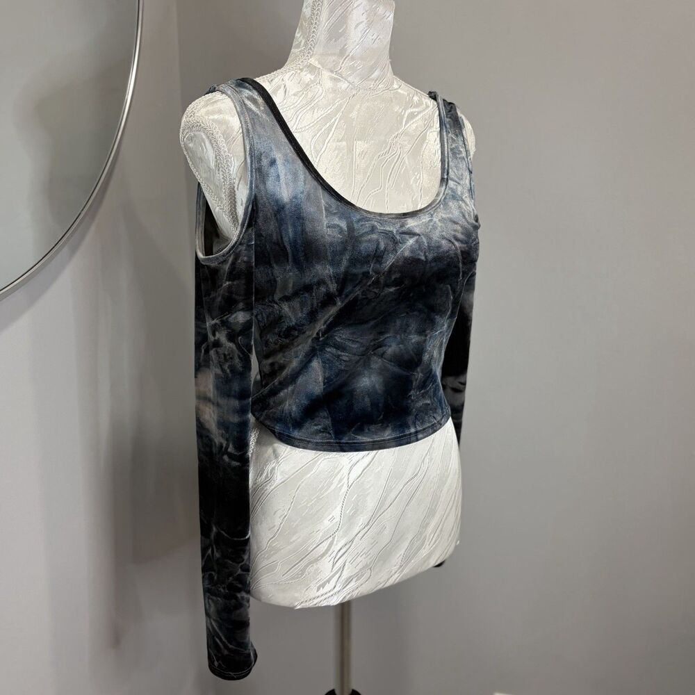 Crop Top Velvet Unique Rave Goth Acid Wash Festival Party Grunge Y2K Indie Fairy